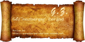 Günszberger Zerind névjegykártya